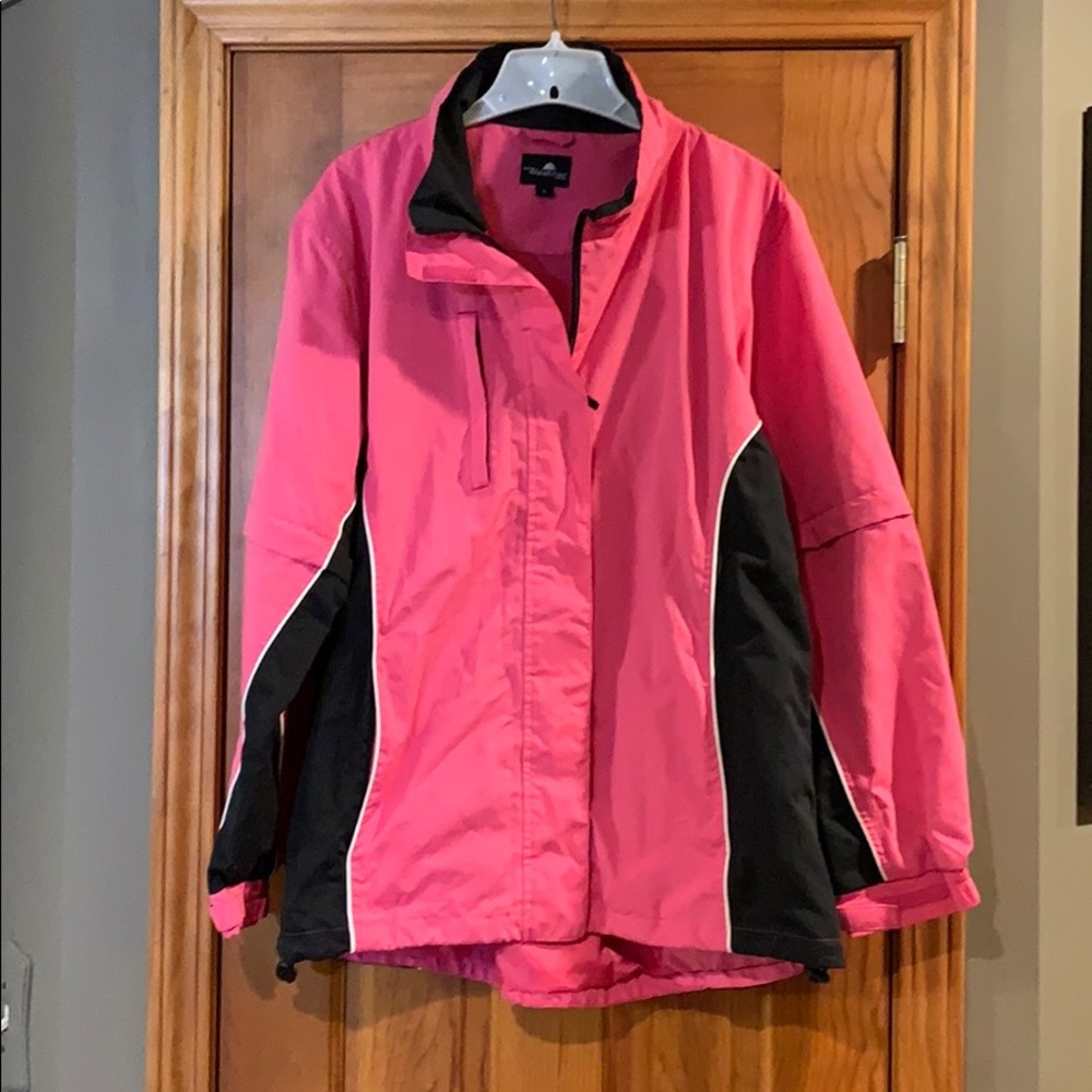 Pink & black long or short sleeve rain jacket Lg